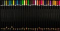 Coloured pencils. Color pencils isolated on black background.Close up. Colorful pencil. Colored pencils background.Pens and pencil Royalty Free Stock Photo