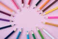 Coloured pencils isolated on pink background Royalty Free Stock Photo