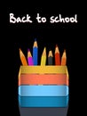 Coloured pencils and pencil holder with back to school text