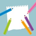 Coloured Pencils on a piece of paper Royalty Free Stock Photo