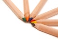 Coloured pencils in semi-circle Royalty Free Stock Photo