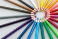 Coloured pencils set up in a circle Royalty Free Stock Photo