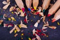 Coloured pencils and shavings against a black background Royalty Free Stock Photo