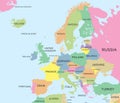 Coloured political map of Europe