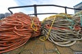 Coloured ropes on harbour quay