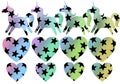 Coloured set with unicorns and hearts for stickers and cards and posters and postcard and magazines and kids and hobbies