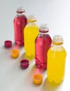 Coloured soft drinks. Conceptual image Royalty Free Stock Photo