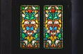 Coloured stained glass in dark background