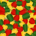 Coloured sweet pepper pattern. Seamless background with ripe pep