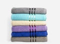 Coloured Terry towels stacked up. Spa and wellness Concept