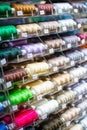 Coloured thread reels bobbins for sale in craft shop Royalty Free Stock Photo