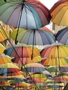 Coloured umbrellas used as sun shades Royalty Free Stock Photo