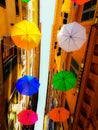 Coloured umbrellas over the city