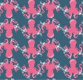 Colourful abstract octopus drawing repeat pattern