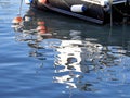 Abstract Boat Reflections in Calm Harbour Waters Royalty Free Stock Photo