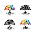 Colourful abstract tree vector collection on white background Royalty Free Stock Photo