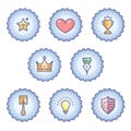 Colourful Achievement Badges with outline gear Royalty Free Stock Photo