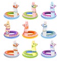 Colourful alpaca inflatable floats summer set