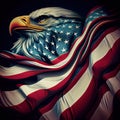 America Bald Eagle with Stars and Sripes Generative AI Illustration Royalty Free Stock Photo