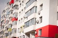 Colourful apartment block