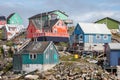 Colourful architecture and buildings in small town of Maniitsoq, Greenland