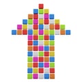 Colourful arrow from cubes