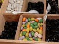 Colourful Assorted Sugared Almonds in Wooden Box