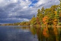 Colourful Autumn leaves at Frying Pan Bay, Beausoleil Island, Thankgiving 2019 Royalty Free Stock Photo