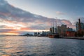 Colourful Autumn Sky over Toronto Waterfront at Sunset and Reflection in Water Royalty Free Stock Photo