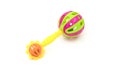 Colourful baby rattle with balls. White isolated background. Royalty Free Stock Photo