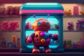 Colourful baby robot in window