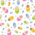 Colourful baby seamless pattern on white background