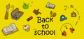 Colourful Back to school on an yellow background