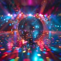 A colourful background with a disco ball generated by artificial intelligence Royalty Free Stock Photo