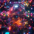 A colourful background with a disco ball generated by artificial intelligence Royalty Free Stock Photo