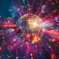 A colourful background with a disco ball generated by artificial intelligence Royalty Free Stock Photo