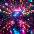A colourful background with a disco ball generated by artificial intelligence Royalty Free Stock Photo