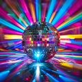 A colourful background with a disco ball generated by artificial intelligence Royalty Free Stock Photo