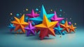 colourful background featuring various sizes and colors of stars.Â 

The backdrop has a abstract bokeh lights effect.Â  Royalty Free Stock Photo