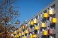 Colourful balconies on apartment building Royalty Free Stock Photo