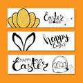 Colourful banners collection for Easter with Easter eggs . Wishes for a happy Easter. Vector