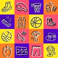 Colourful Basketball Lettering Poster with doodles