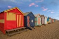 Colourful bathing boxes at Brighton beach in Melbourne, Australia Royalty Free Stock Photo