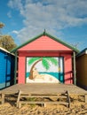 Colourful bathing boxes in Mornington on the Mornington Peninsula