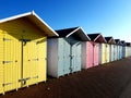 Colourful beach huts - Eastbourne seafront Royalty Free Stock Photo
