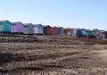 Colourful beach huts on English beach