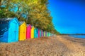 Colourful beach huts Llanbedrog Wales Royalty Free Stock Photo