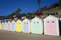 Colourful Beach Huts on The Lyme Regis Coast Line on the English South Coast Seaside Royalty Free Stock Photo