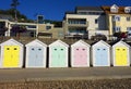 Colourful Beach Huts on The Lyme Regis Coast Line on the English South Coast Seaside Royalty Free Stock Photo
