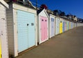 Colourful Beach Huts on The Lyme Regis Coast Line on the English South Coast Seaside Royalty Free Stock Photo